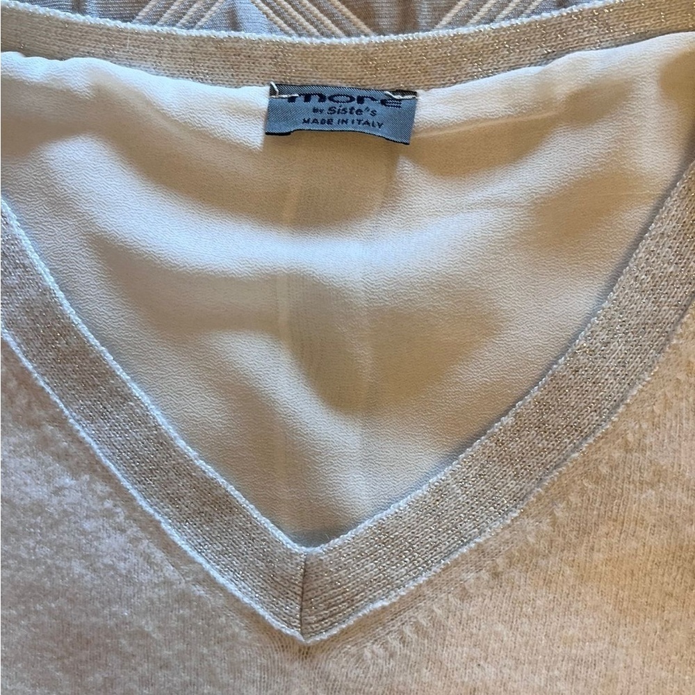 Made in Italy More SISTE Chic Cream V-Neck wool Women's Sweater| size M - Picture 5 of 16
